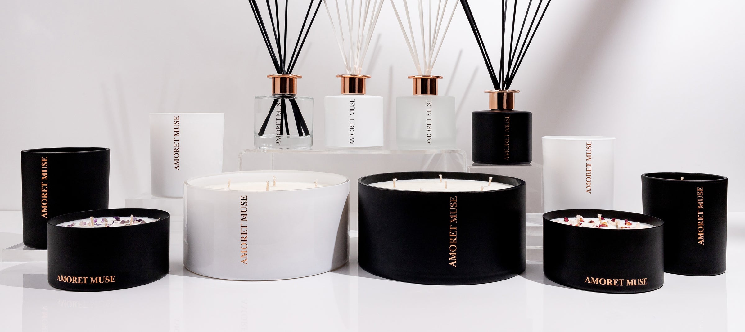 candles, black and white plus diffusers