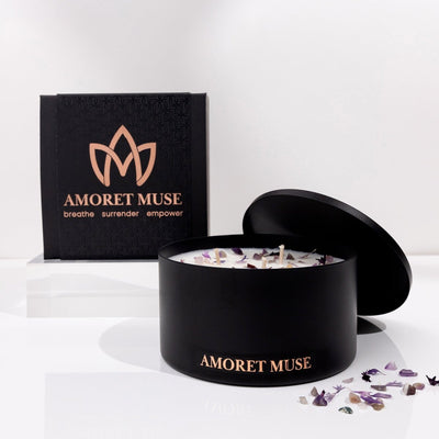 Crystal Infused Candle amethyst - Amoret Muse