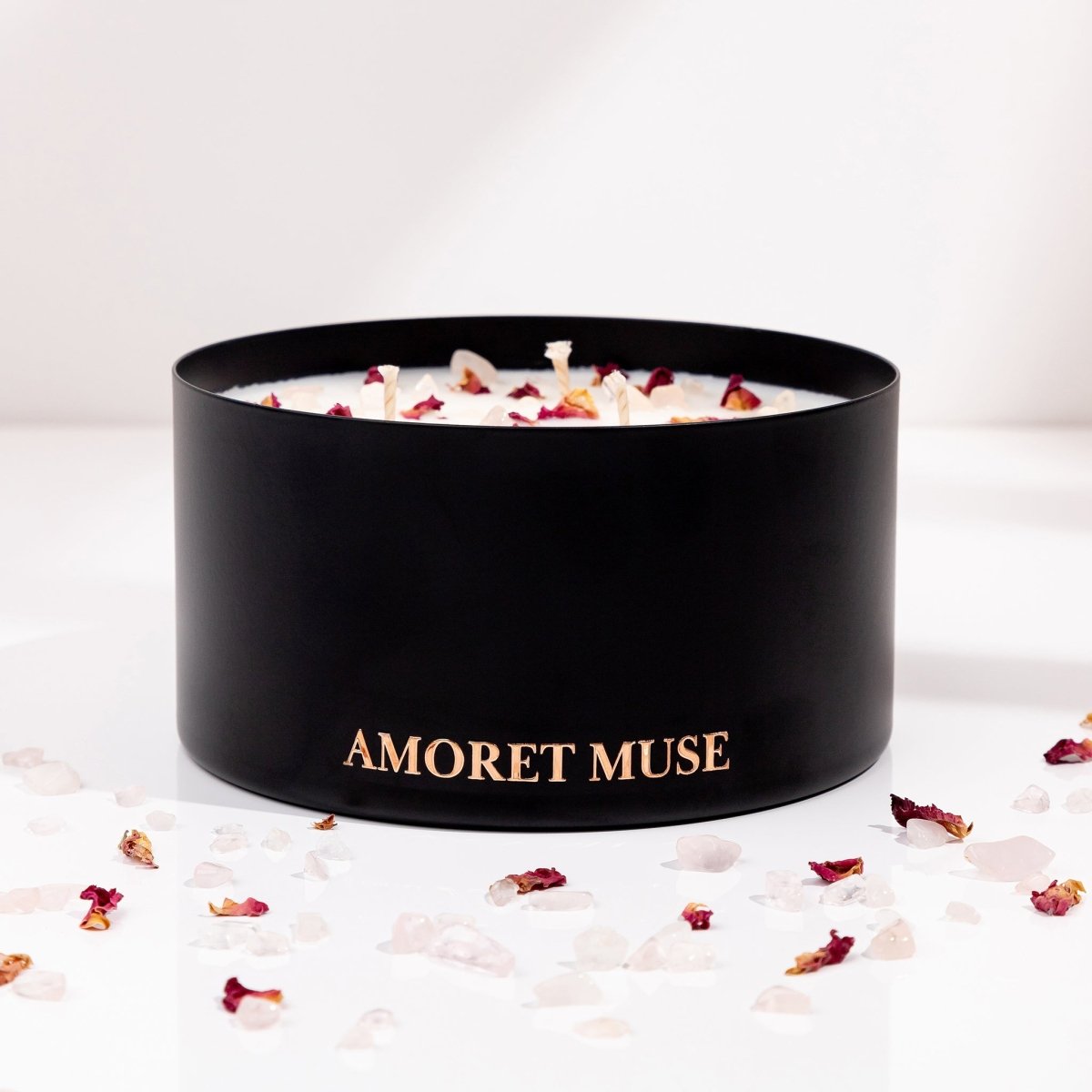 Crystal Infused Candle rose quartz - Amoret Muse