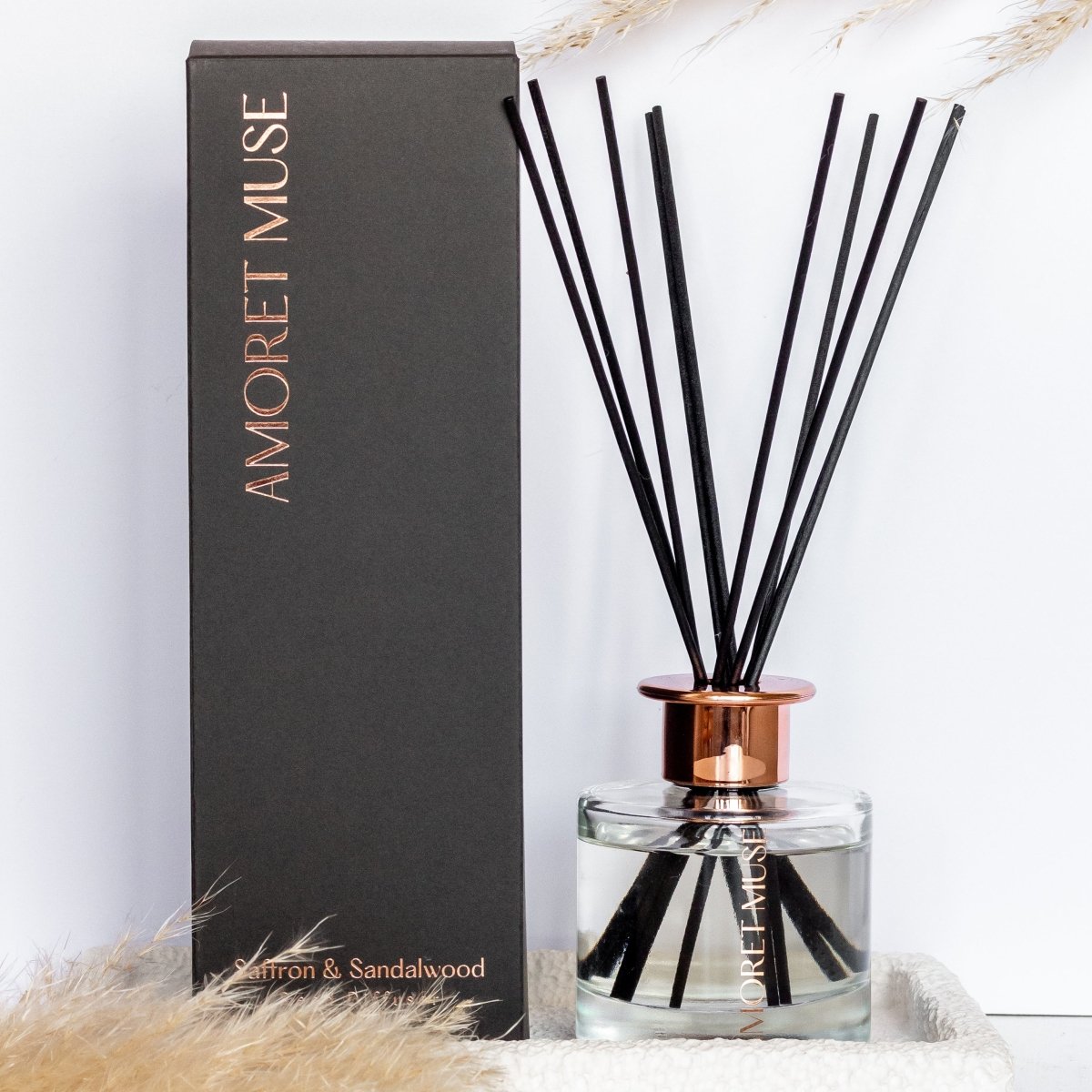 Luxe Clear Black Reed Diffuser - Amoret Muse Creations