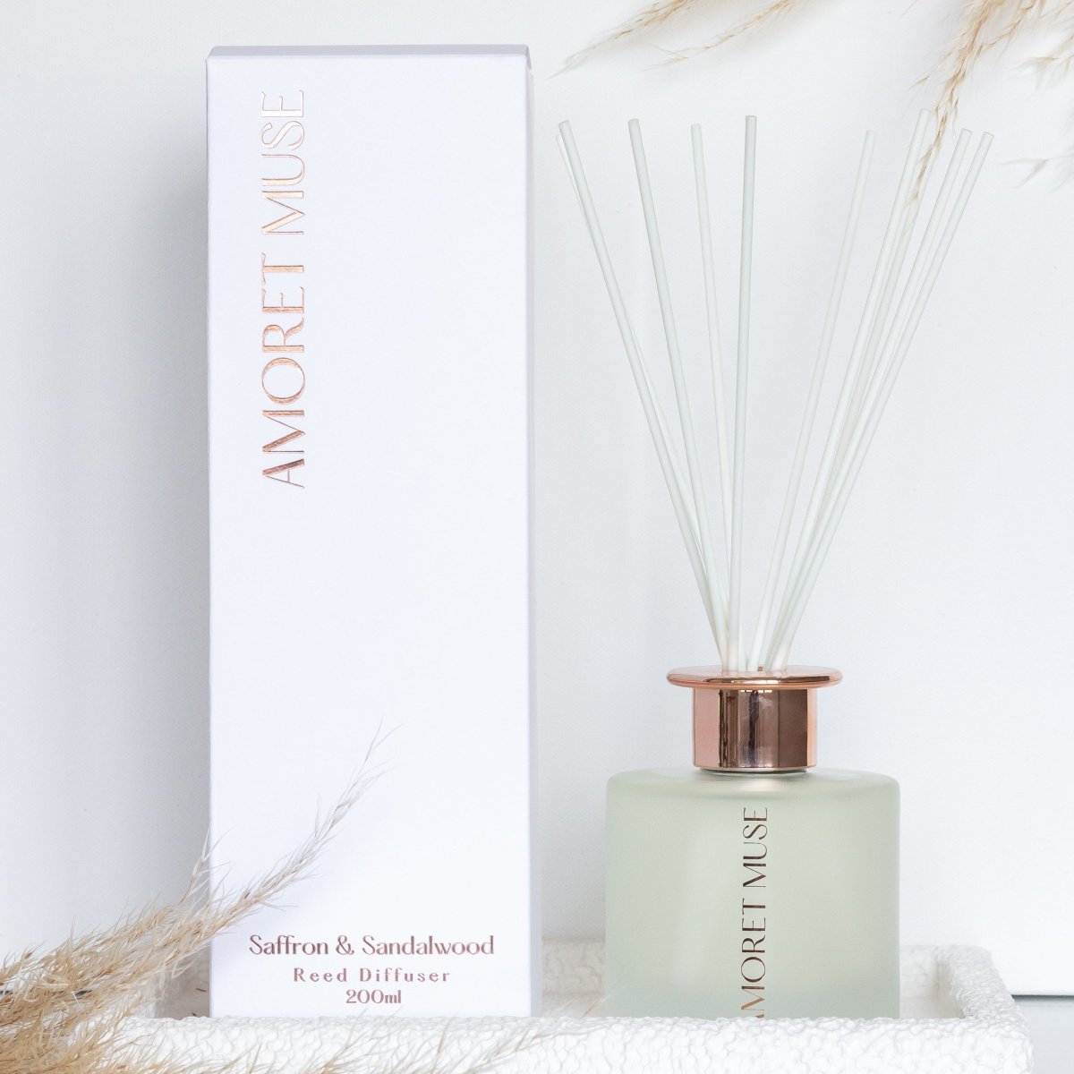 Luxe Frosted White Reed Diffuser - Amoret Muse Creations